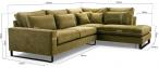 Oliwkowy narożnik w stylu loft Corblack 314x224 cm lewostronny