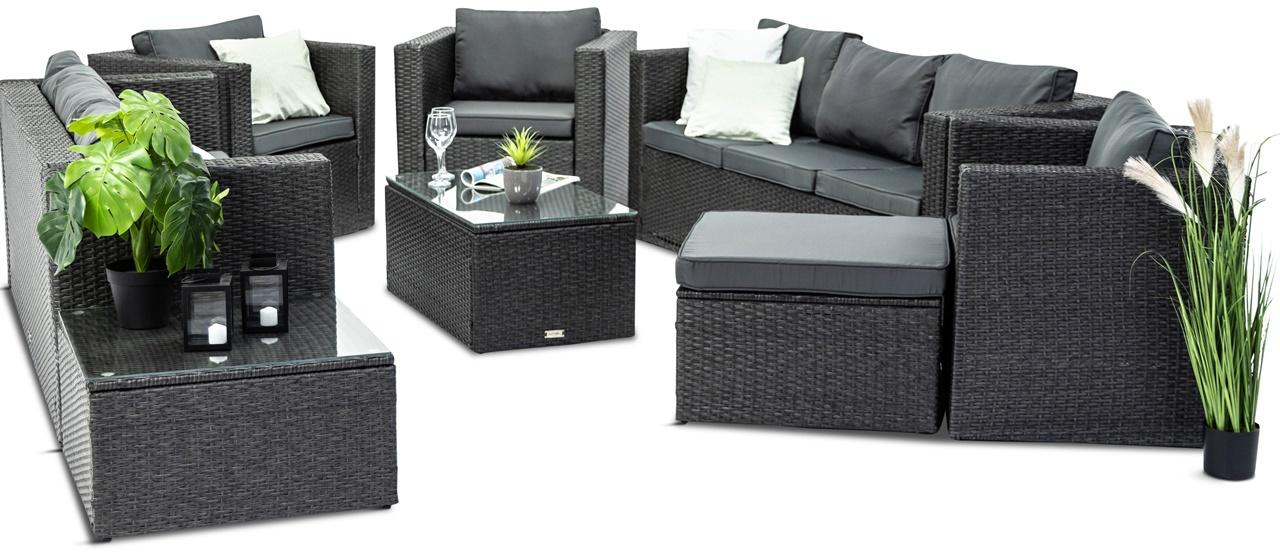 ciemnoszare meble ogrodowe dla 9 osób