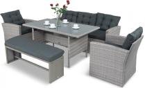 OUTLET - Szare meble tarasowe z wysokim stołem z technorattanu Topiano Medio Grey