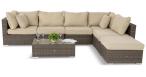 Brązowe meble modułowe z technorattanu dla 6 osób Nilamito VIII Double Brown & Beige
