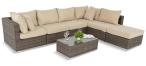 Brązowe meble modułowe z technorattanu dla 6 osób Nilamito VIII Double Brown & Beige