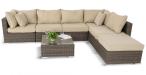 Brązowe meble modułowe z technorattanu dla 6 osób Nilamito VIII Double Brown & Beige