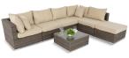 Brązowe meble modułowe z technorattanu dla 6 osób Nilamito VIII Double Brown & Beige