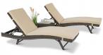 Zestaw technorattanowych leżaków ze stolikiem Double Brown & Beige