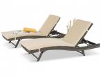 2x brązowy leżak ogrodowy Nilamito Double Brown & Beige