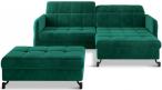 Narożnik z funkcją spania plus pufa Lorelle 225x160 cm prawy