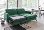 Narożnik z funkcją spania plus pufa Lorelle 225x160 cm prawy