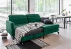 Narożnik z funkcją spania plus pufa Lorelle 225x160 cm prawy