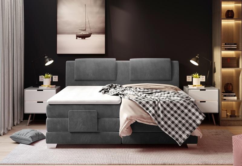 szare łóżko elektryczne z regulacją Wave Wersal