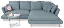 Błękitny narożnik Monte w stylu skandynawskim 283x181 cm prawostronny