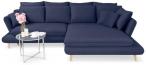 Granatowy narożnik Monte z funkcją spania w stylu skandynawskim 283x181 cm prawostronny