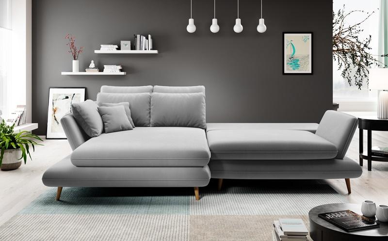 Stylowy narożnik Monte na drewnianych nogach