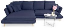 Granatowy narożnik Monte w stylu skandynawskim 283x181 cm rozkładany lewostronny