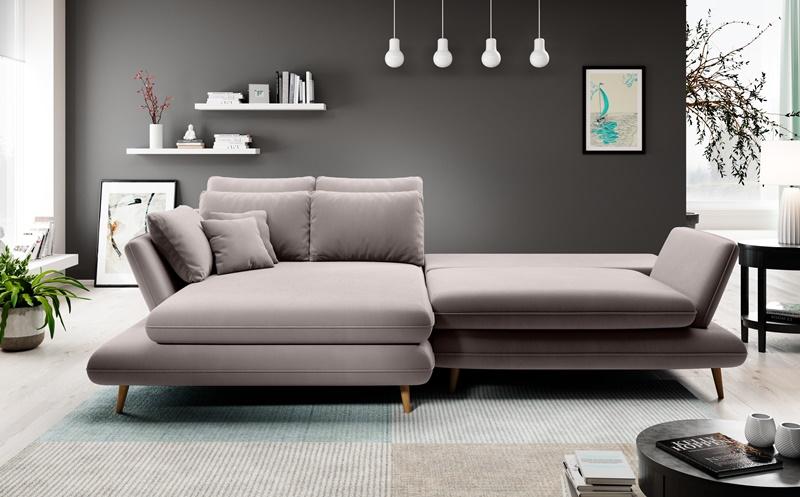 Stylowy narożnik Monte na drewnianych nogach