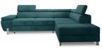 Narożnik z regulowanymi zagłówkami Molina L 263x210cm Matt Velvet 75 petrol prawy