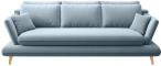 Błękitna sofa kanapa rozkładana na drewnianych nóżkach Monte 242x110 cm Solar 70