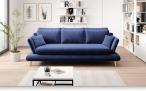 Granatowa sofa rozkładana na drewnianych nóżkach Monte 242x110 cm Solar 79