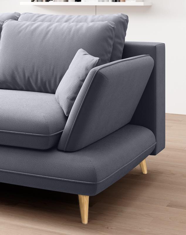 szara kanapa rozkładana w stylu