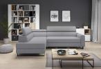 Jasnoszary narożnik minimalistyczny do salonu Livio 249x184 cm Evolution 15 silver lewy