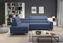 Granatowy narożnik z wbudowanym łóżkiem Livio Evolution 12 navy lewy
