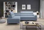Błękitny narożnik z funkcją spania Livio 249x184 cm Evolution 13 ice blue lewy