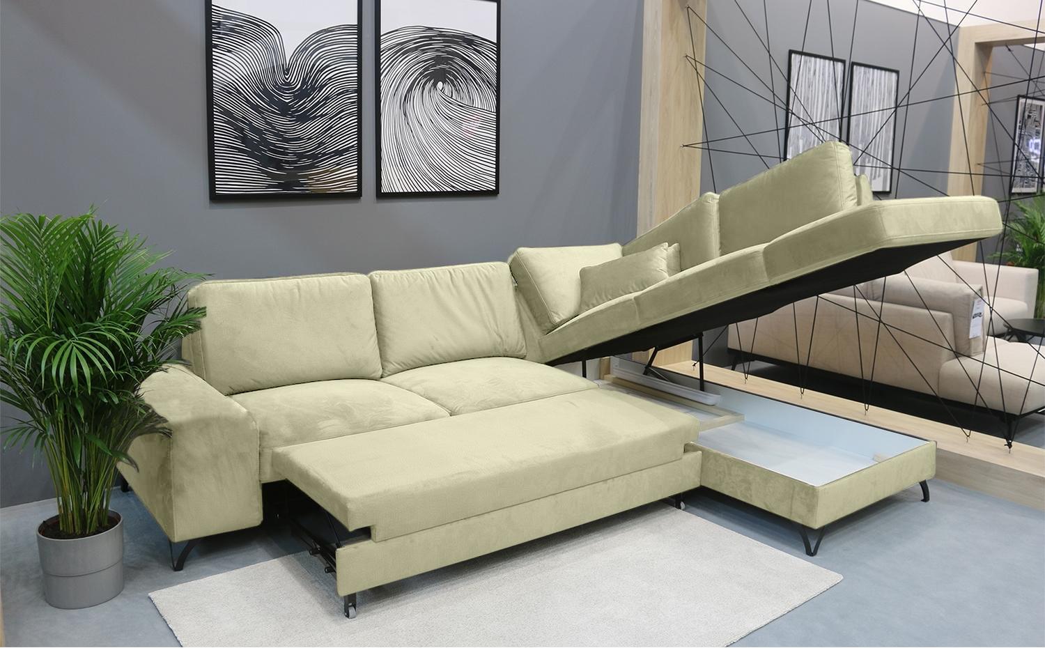 otwarty narożnik flavio z miejscem na pościel