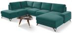 Zielony narożnik U-kształtny do salonu Flavio U 367x214cm lewy