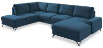 Granatowy narożnik U-kształtny do salonu Flavio U 367x214cm lewy