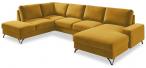 Musztardowy narożnik U-kształtny do salonu Flavio U 367x214cm lewy