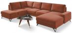 Różowy narożnik U-kształtny do salonu Flavio U 367x214cm lewy