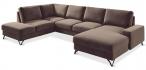 Jasnobrązowy narożnik U-kształtny do salonu Flavio U 367x214cm lewy