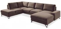Jasnobrązowy narożnik U-kształtny do salonu Flavio U 367x214cm lewy