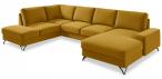 Narożnik welurowy w kształcie U żółty Flavio U 367x214cm lewy