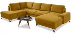 Narożnik welurowy w kształcie U żółty Flavio U 367x214cm lewy