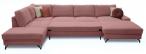 Narożnik welurowy w kształcie U różowy Flavio U 367x214cm lewy