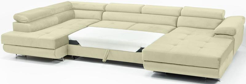 beżowy narożnik w kształcie litery U rozłożony