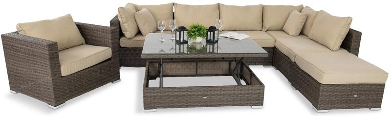 meble ogrodowe wypoczynkowe z brązowego technorattanu