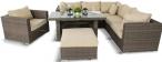Jadalniany komplet wypoczynkowy z technorattanu Nilamito IX Double Brown & Beige + fotel PLUS