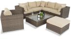 Duży nowoczesny zestaw wypoczynkowy z technorattanu Nilamito IX Double Brown & Beige + fotel podnoszony