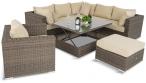 Duży nowoczesny zestaw wypoczynkowy z technorattanu Nilamito IX Double Brown & Beige + stolik podnoszony