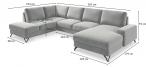 Zielony narożnik U-kształtny do salonu Flavio U 367x214cm prawy