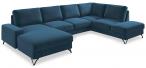 Granatowy narożnik U-kształtny do salonu Flavio U 367x214cm prawy