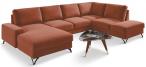 Różowy narożnik U-kształtny do salonu Flavio U 367x214cm prawy