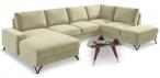 Beżowy narożnik U-kształtny do salonu Flavio U 367x214cm prawy