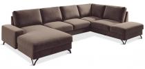 Jasnobrązowy narożnik U-kształtny do salonu Flavio U 367x214cm prawy