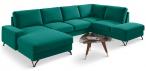 Narożnik welurowy w kształcie U zielony Flavio U 367x214cm prawy