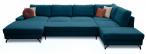 Narożnik welurowy w kształcie U granatowy Flavio U 367x214cm prawy
