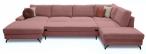 Narożnik welurowy w kształcie U różowy Flavio U 367x214cm prawy