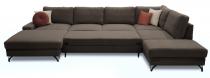 Narożnik welurowy w kształcie U jasno-brązowy Flavio U 367x214cm prawy
