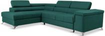 Nowoczesny butelkowozielony narożnik na chromowanych nóżkach Eridano 275x202 cm Matt Velvet 75 lewy